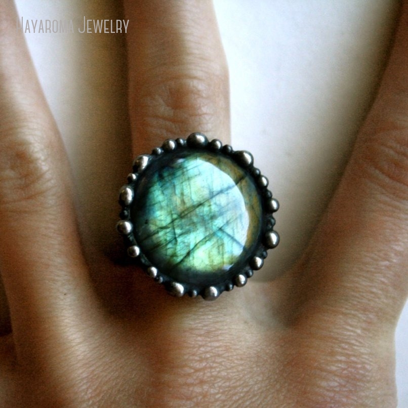 Women'S Emo Accessories - 10pcs 아쿠아 Labradorite 라운드 반지 여성
