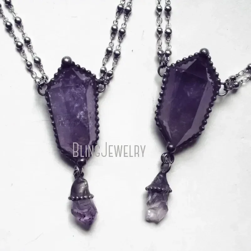 Women'S Emo Accessories - 10개 자수정 크리스탈 목걸이 부적 위카