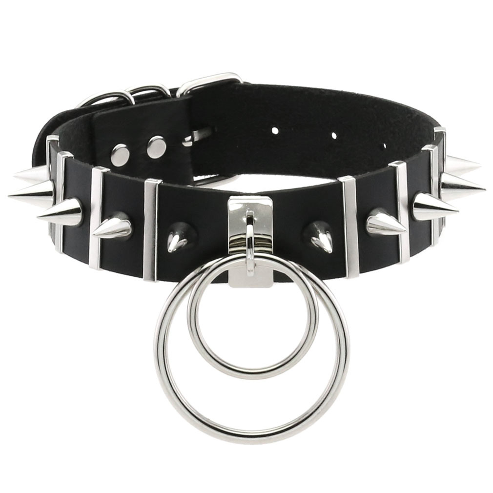 Women'S Emo Accessories - 큰 스파이크 초커 가죽 목걸이 여성을위한