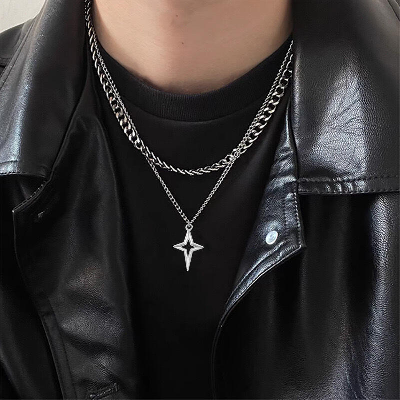 개인화 된 펑크 크로스 스타 체인 더블 레이어 목걸이  - Women'S Emo Accessories 리뷰 및 가격