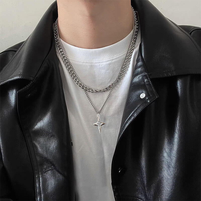 개인화 된 펑크 크로스 스타 체인 더블 레이어 목걸이  - Women'S Emo Accessories 리뷰 및 가격