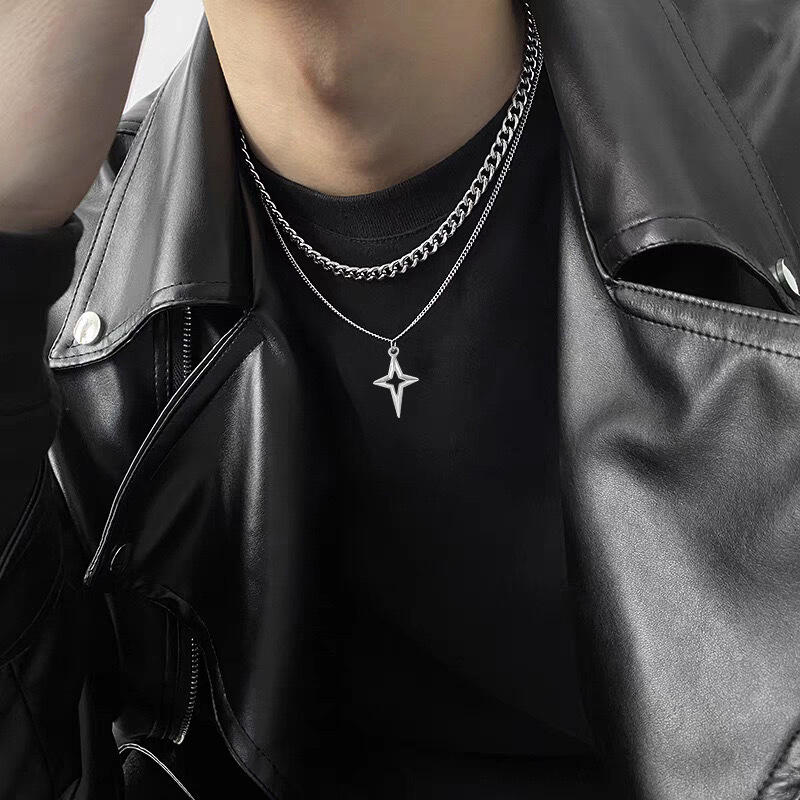 개인화 된 펑크 크로스 스타 체인 더블 레이어 목걸이  - Women'S Emo Accessories 리뷰 및 가격