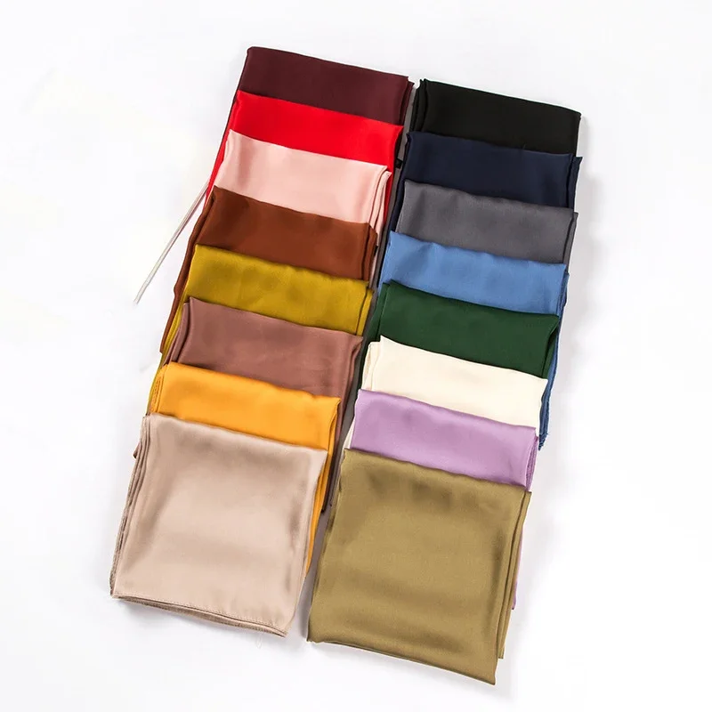 새틴 스카프 여성용 70cm 단색 부드러운 표면 헤드  - Silk Scarf Square 리뷰 및 가격