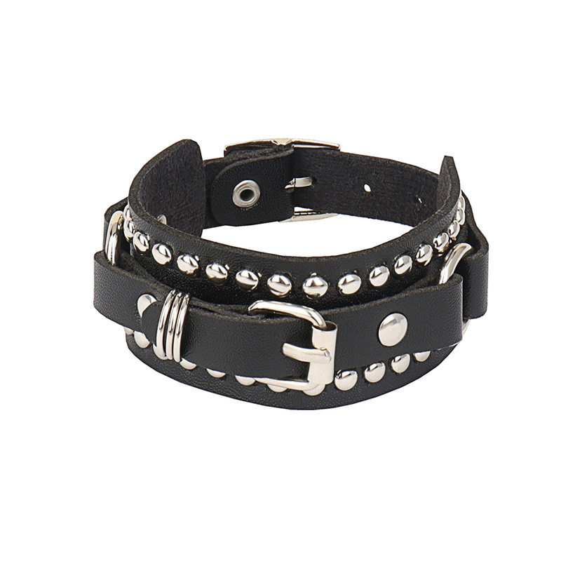 남녀공용 고스 블랙 가죽 팔찌, 커프 고딕 펑크 팔찌, - Women'S Emo Accessories 리뷰 및 가격