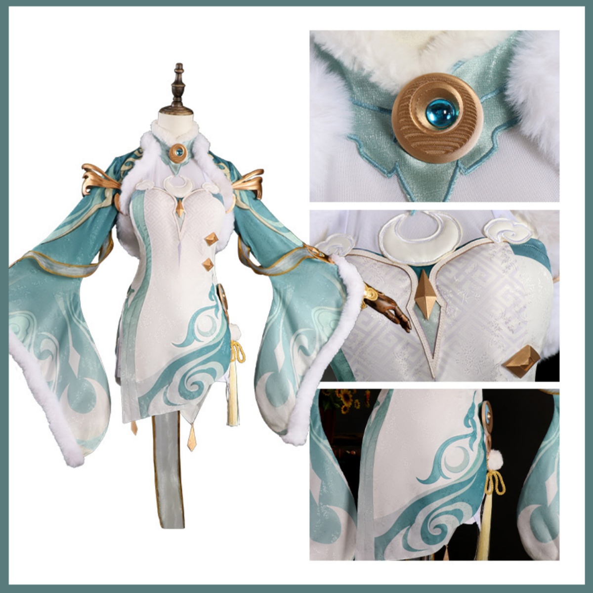게임 zibai 코스프레 의상 녹색 흰색 말의 빛나는  - Women'S Accessories Clothing 리뷰 및 가격