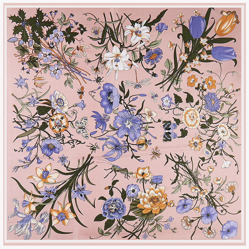 POBING 능 직물 실크 스카프 여성 꽃 인쇄 스퀘어 - Silk Scarf Square 리뷰 및 가격