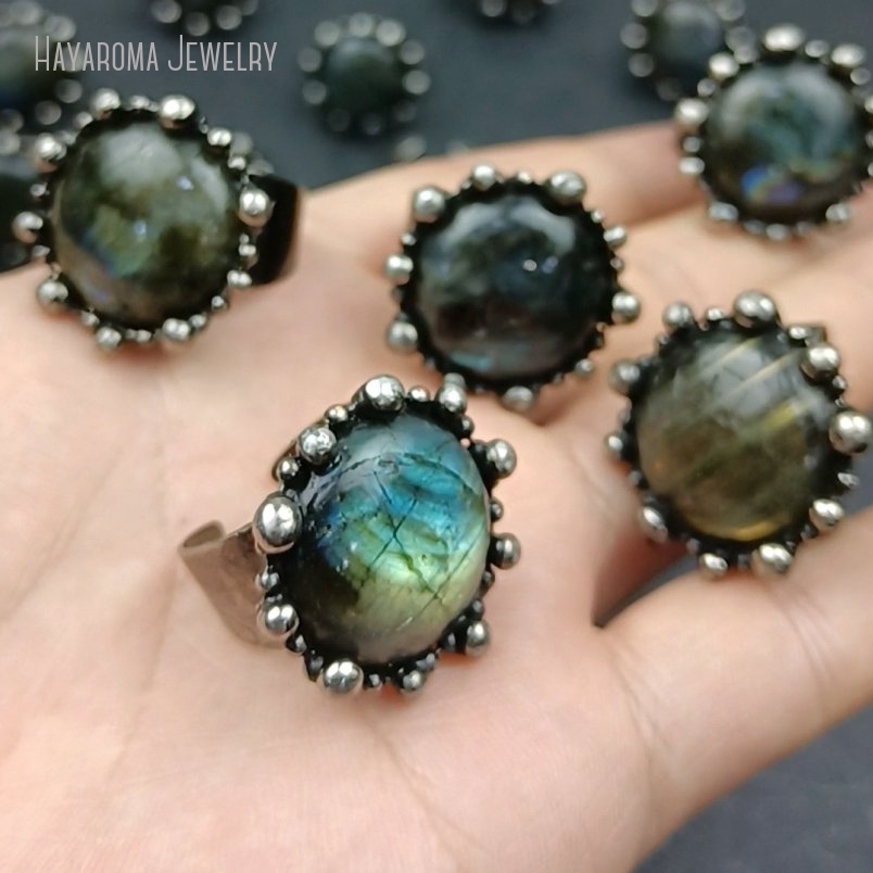 10pcs 아쿠아 Labradorite 라운드 반지 여 - Women'S Emo Accessories 리뷰 및 가격