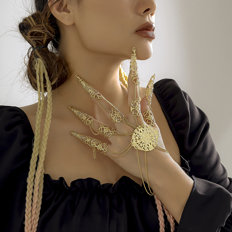 펑크 고스 두바이 인디언 할로우 핑거 손목 체인 팔찌, - Women Accessories Dubai 리뷰 및 가격