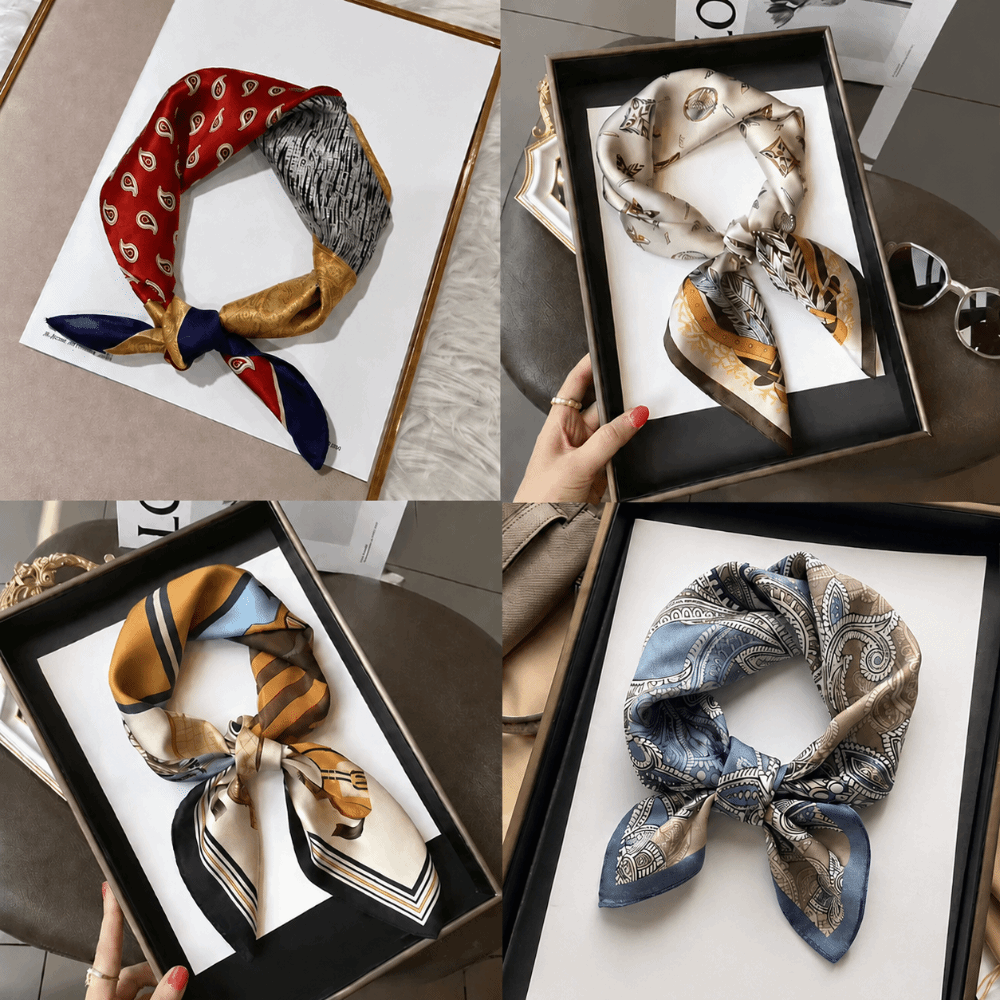 실크 소재 실크 스퀘어 스카프 플로럴 프린트 부드러운  - Silk Scarf Square 리뷰 및 가격