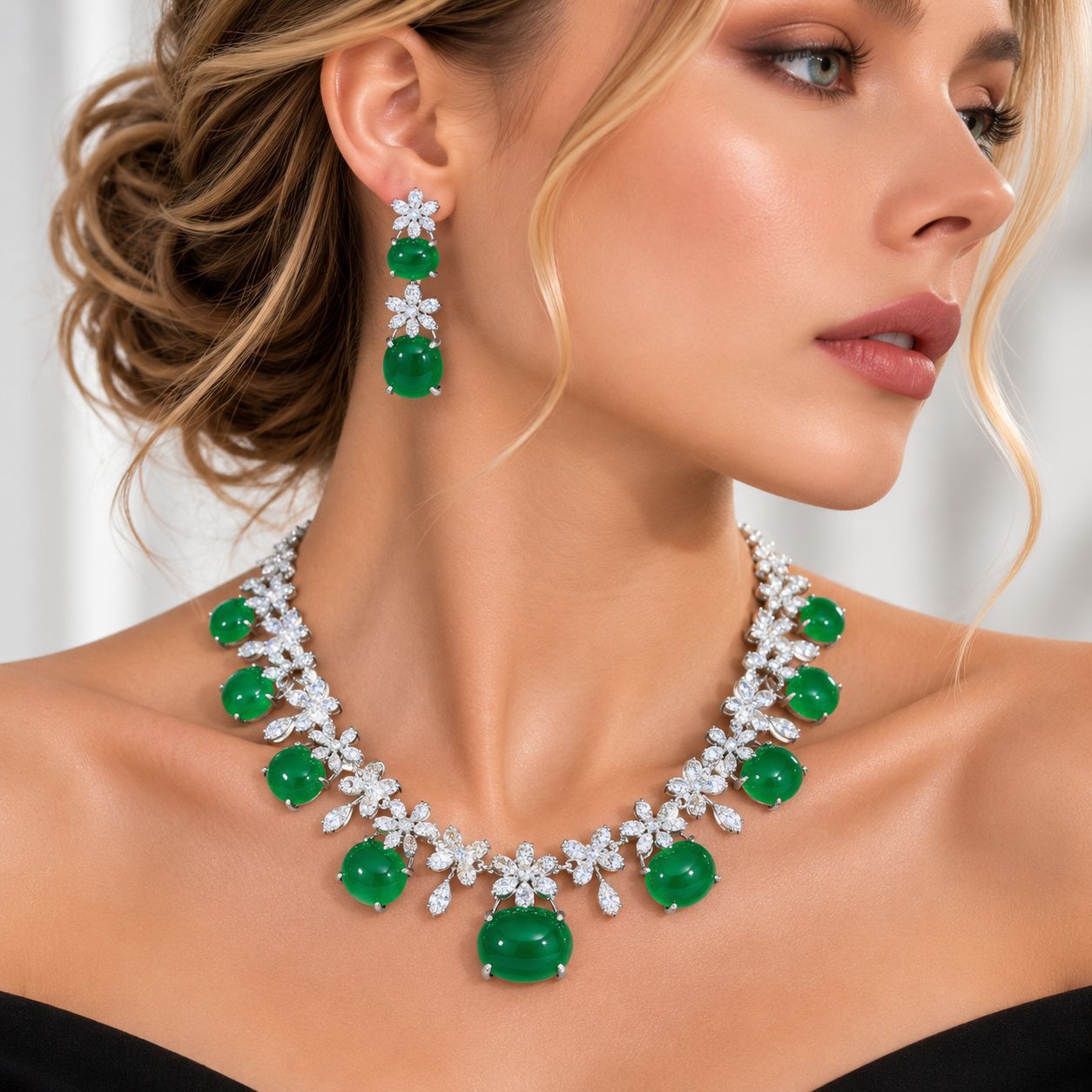 여성용 두바이 이브닝 파티 주얼리 세트, 인조 에메랄드 - Women Accessories Dubai 리뷰 및 가격